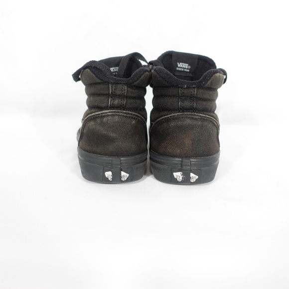 Vans Sk8-Hi All Black Youth High Top Sneakers | Faded Canvas & Suede Skate Shoes - Picture 7 of 13